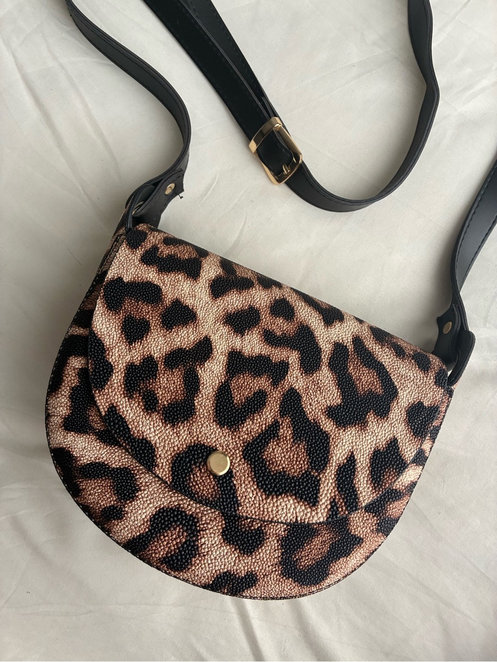 H&M Leopard Print Crossbody Bag - Black and Brown